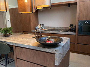Moderne robuuste notenhout fineer maatwerk keuken